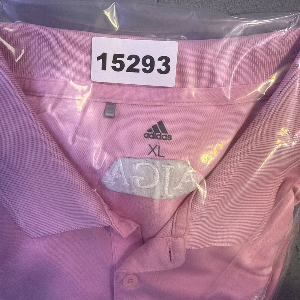 Adidas GOLF Polo Shirt Mens XL PINK AJGA LOGO Short Sleeve Performance